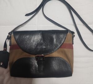 Authenic Burberry Black and Tan Crossbody Bag